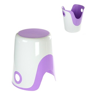 Reversible Stool and Laundry Basket in White and Lilac Finish Gedy 7073-49